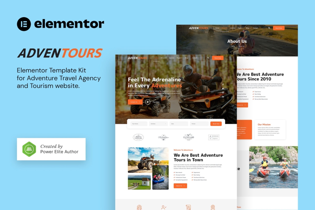 Adventours – Adventure Travel Agency & Tourism Elementor Template Kit