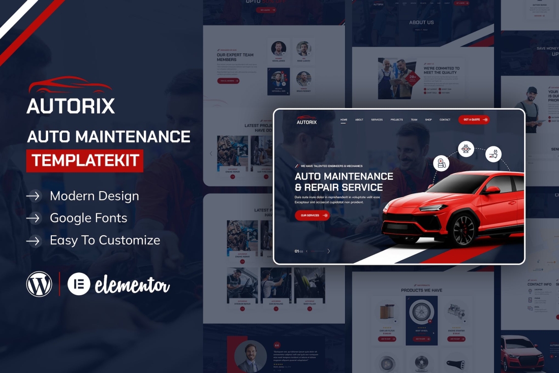 Autorix -  Auto Maintenance Elementor Template Kit