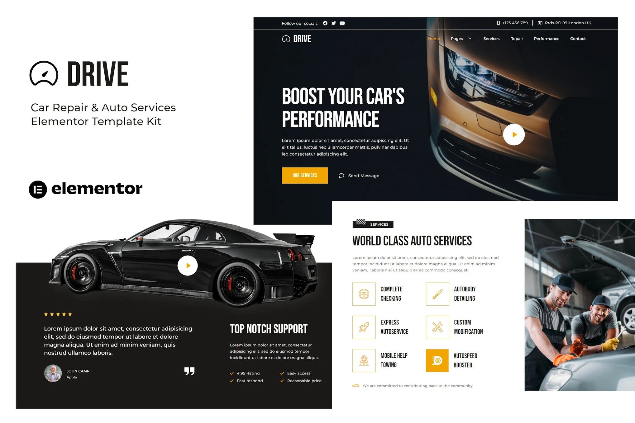 Drive – Car Repair & Auto Service Elementor Template Kit