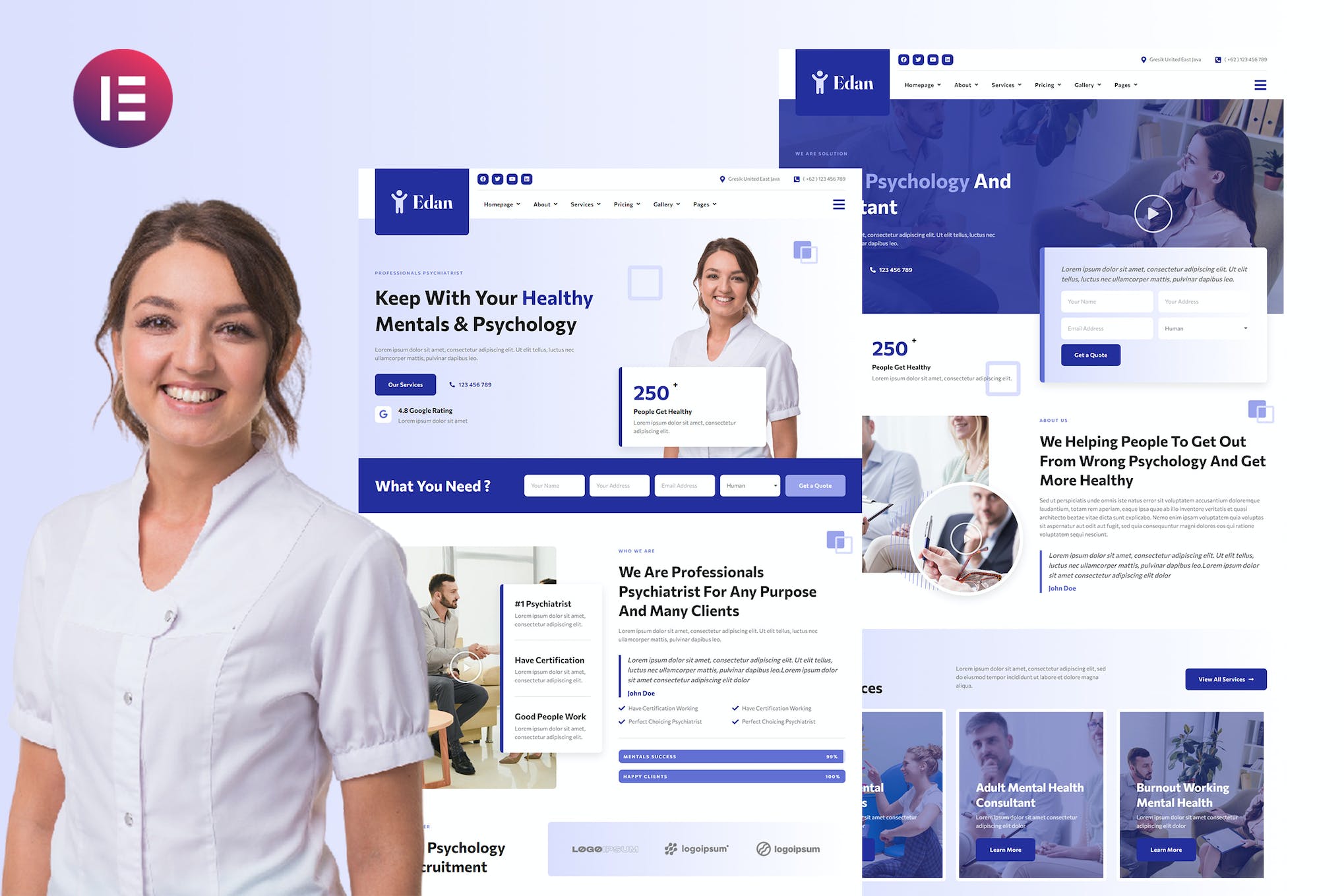 Edan – Human Psychology & Consultant Elementor Template Kit