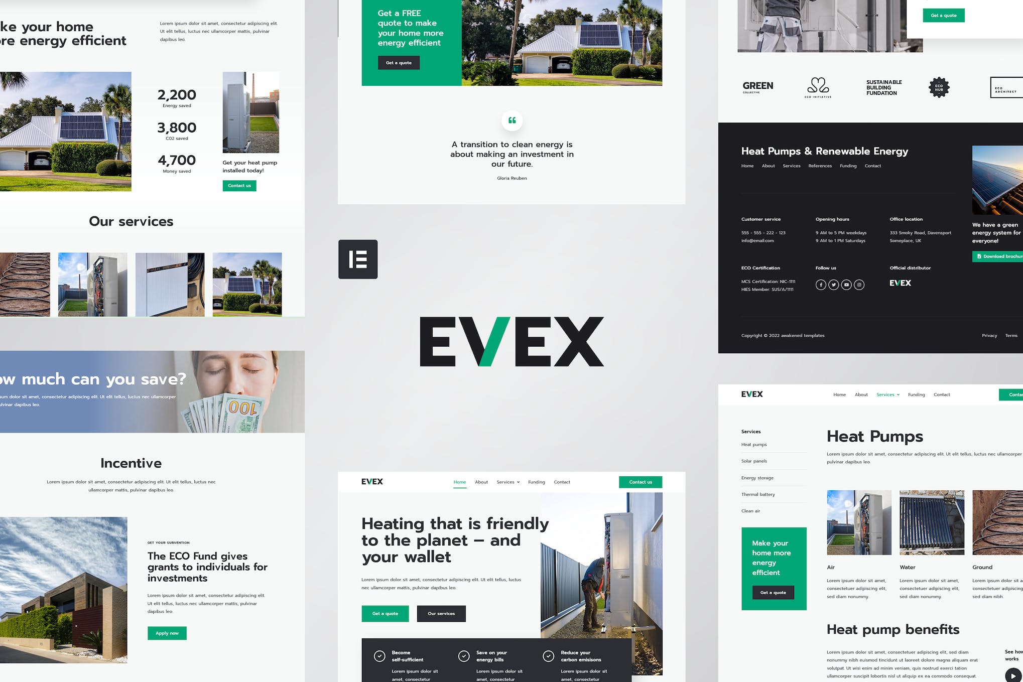 Evex – Heat Pumps & Renewable Energy Elementor Template Kit