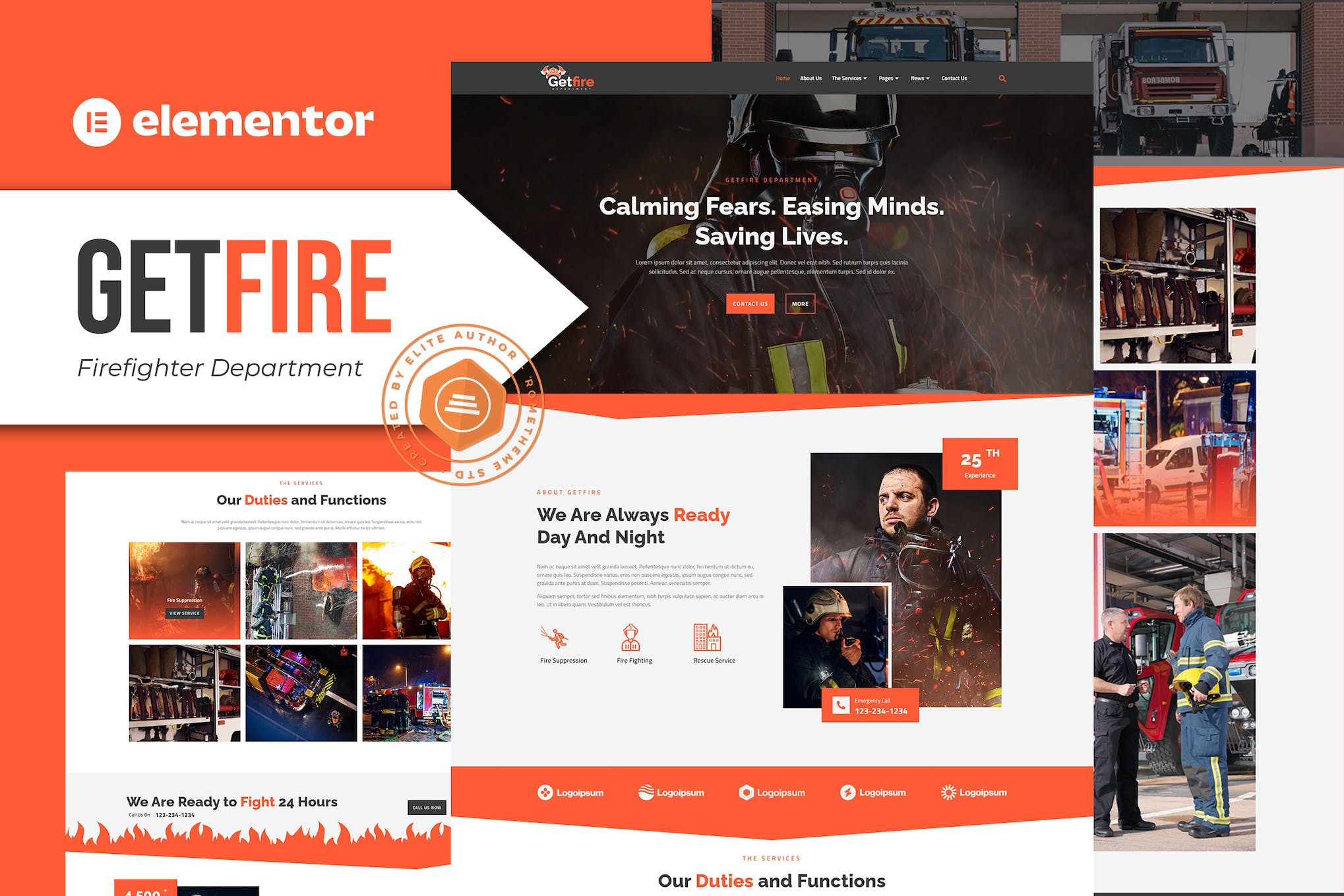 Getfire – Firefighter Department Elementor Template Kit