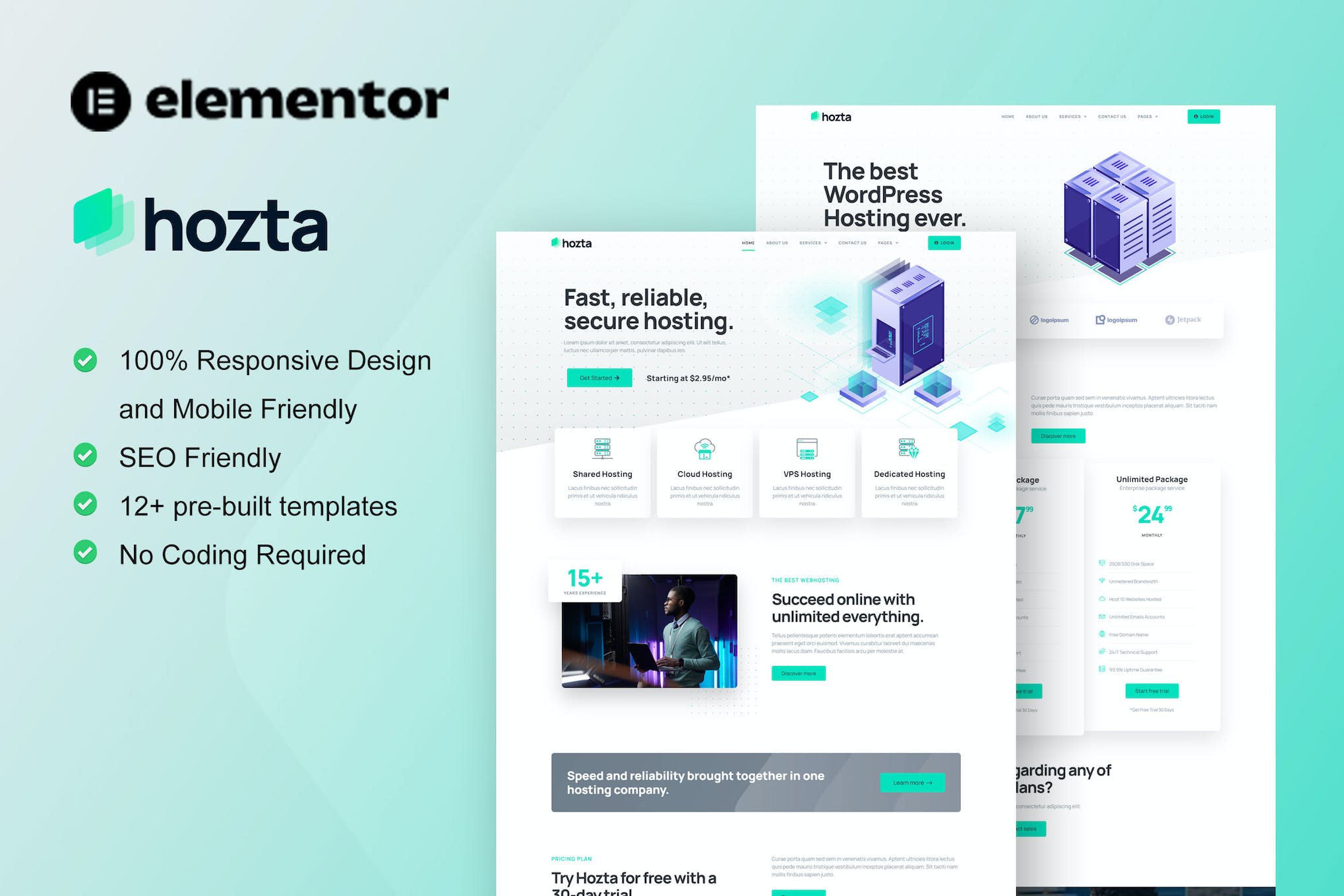 Hozta – Web Hosting Service Elementor Template Kit