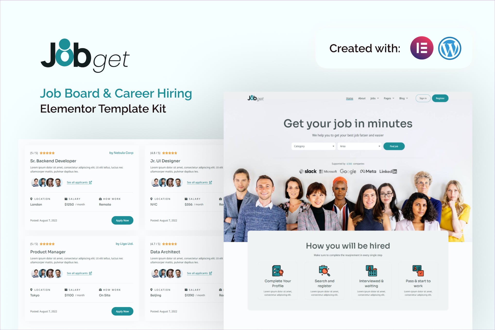 Jobget – Job Board & Career Hiring Elementor Template Kit