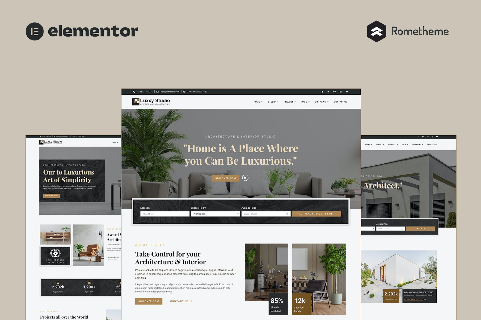 Luxxy – Luxurious Interior & Architecture Elementor Pro Full Site Template Kit