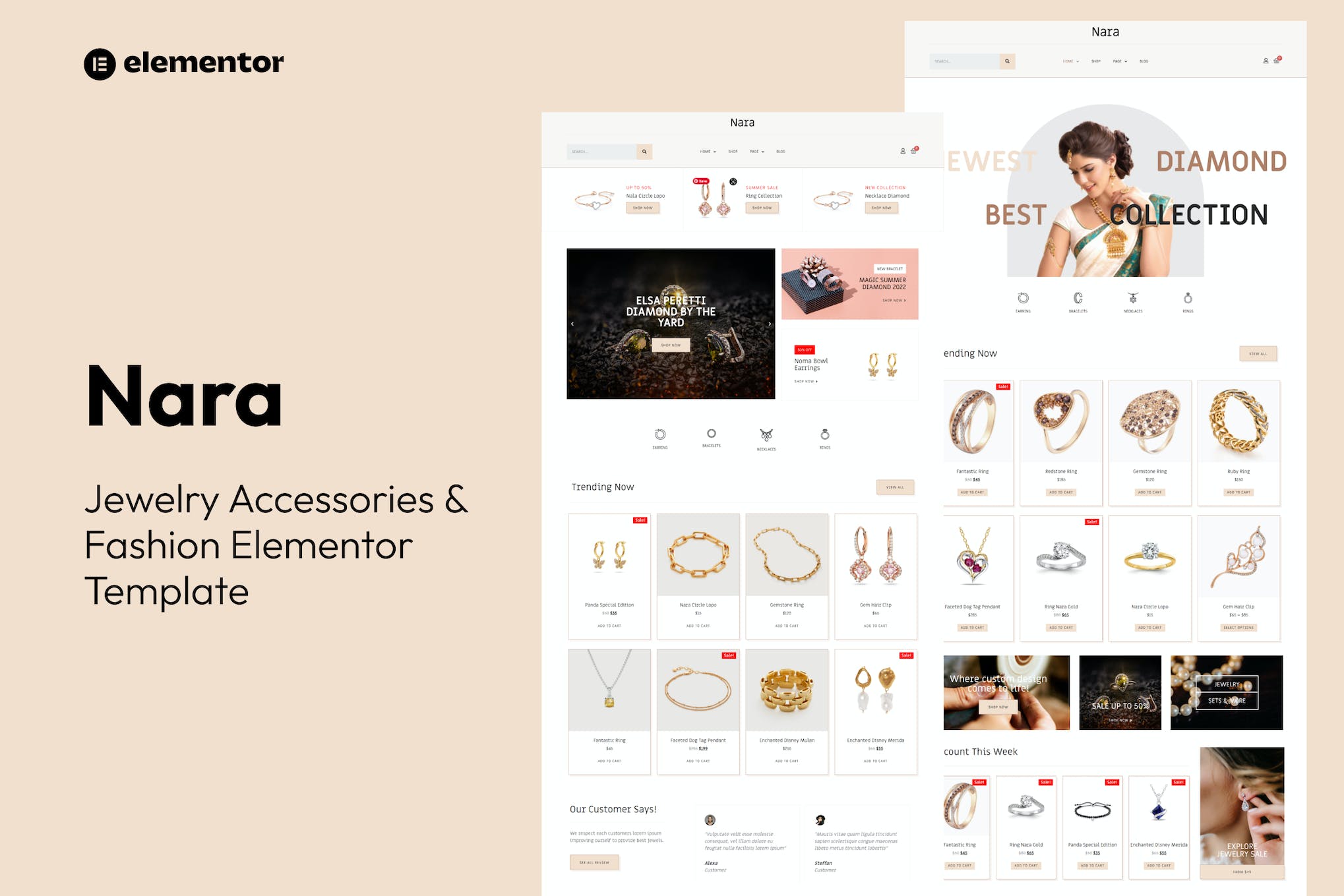 Nara – Jewelry Accessories Store Template Kit