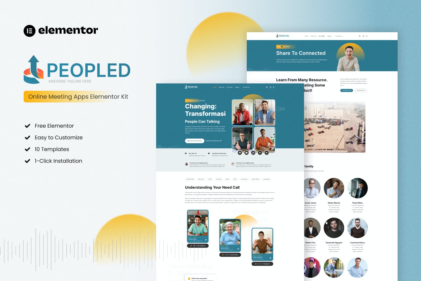 Peopled – Online Meeting App Elementor Template Kit