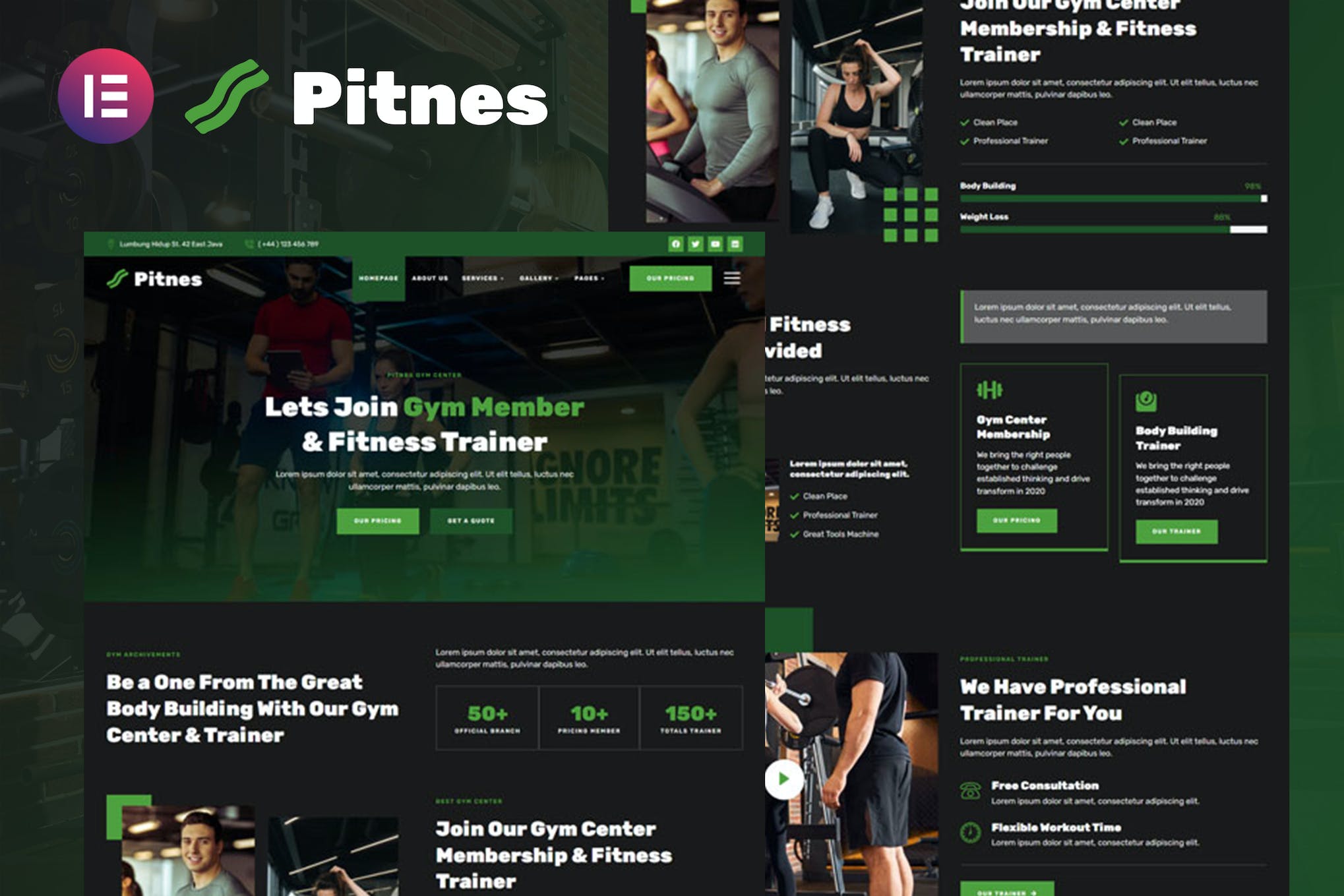 Pitnes – Gym Center & Fitness Training Elementor Template Kit