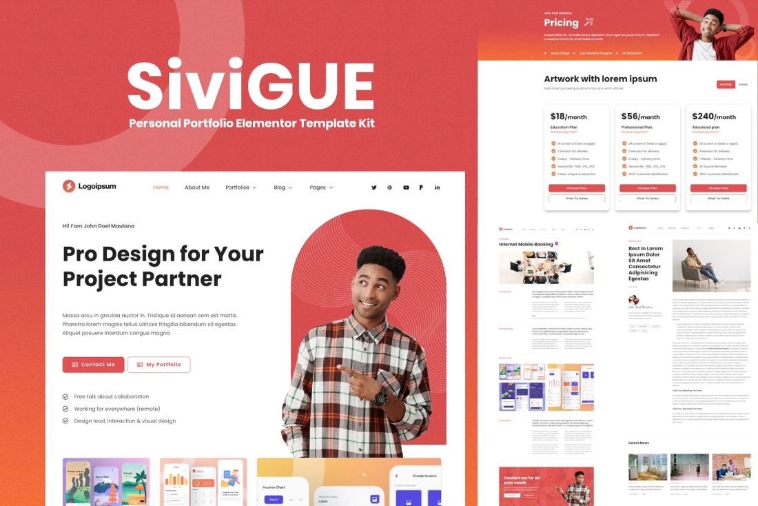 SiviGUE - Personal Portfolio Elementor Template Kit