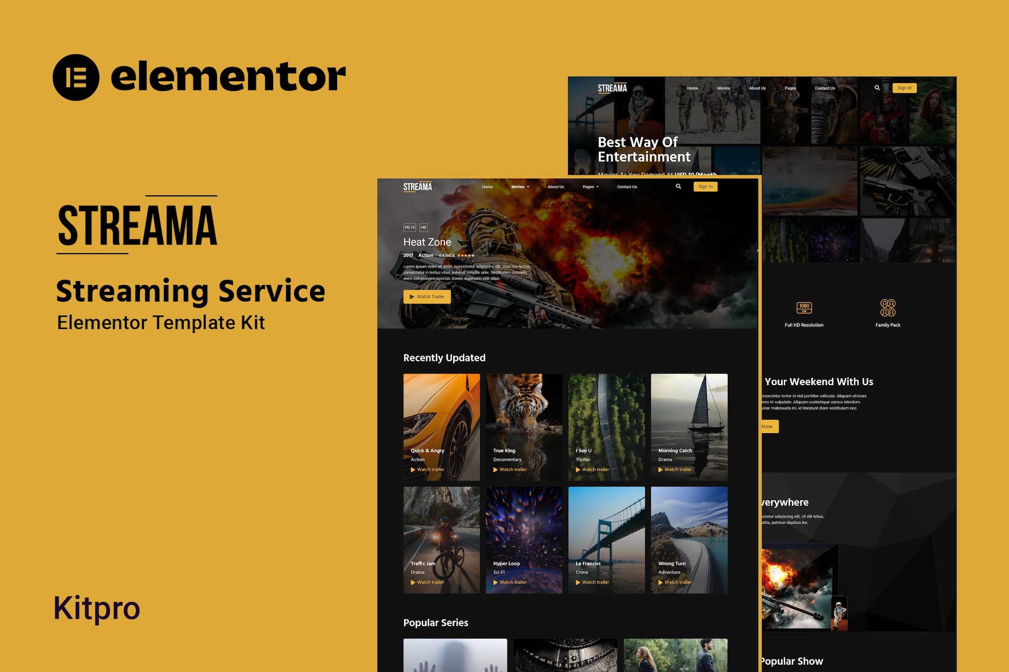 Streama – Streaming Service Elementor Template Kit