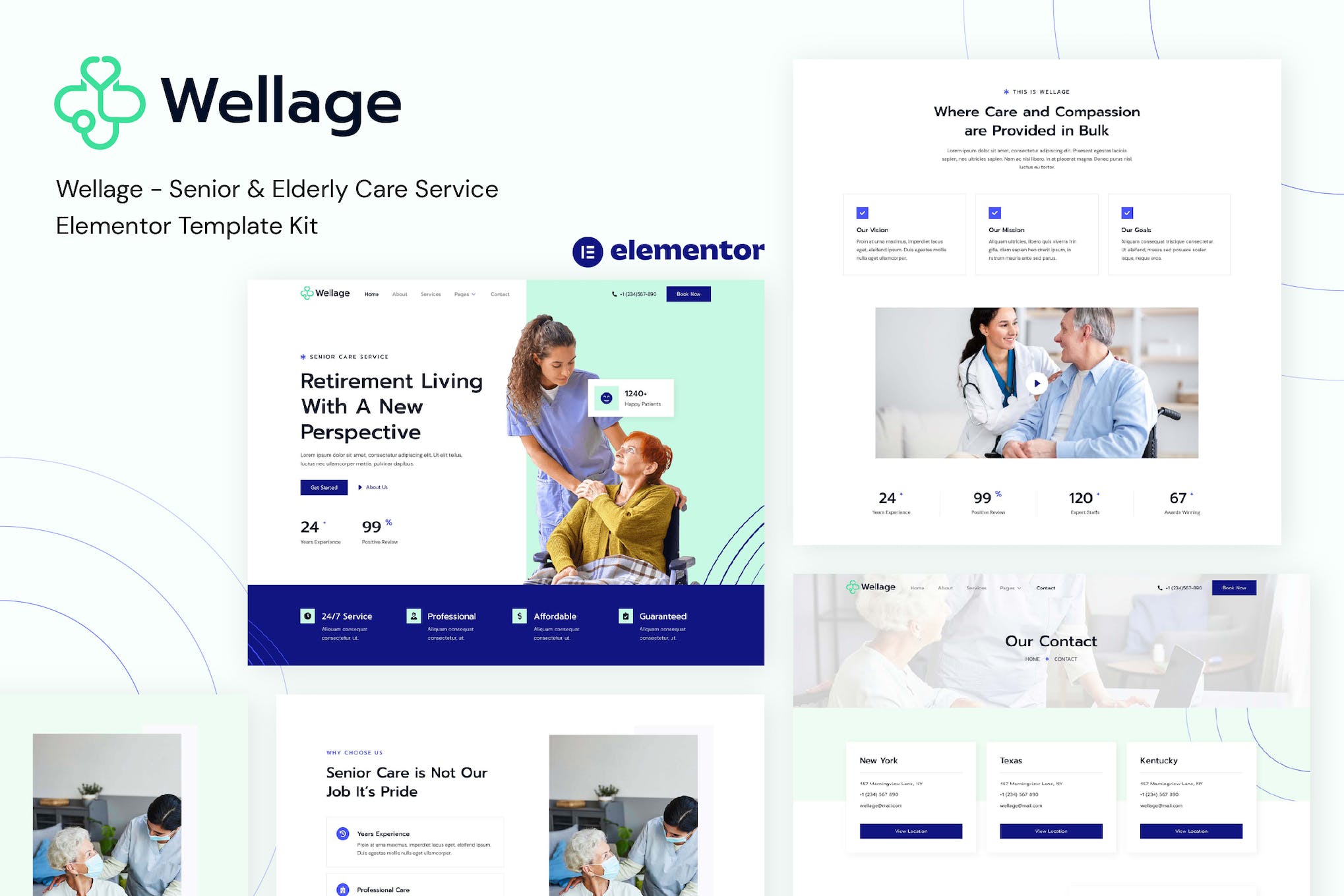 Wellage – Senior & Elderly Care Service Elementor Template Kit