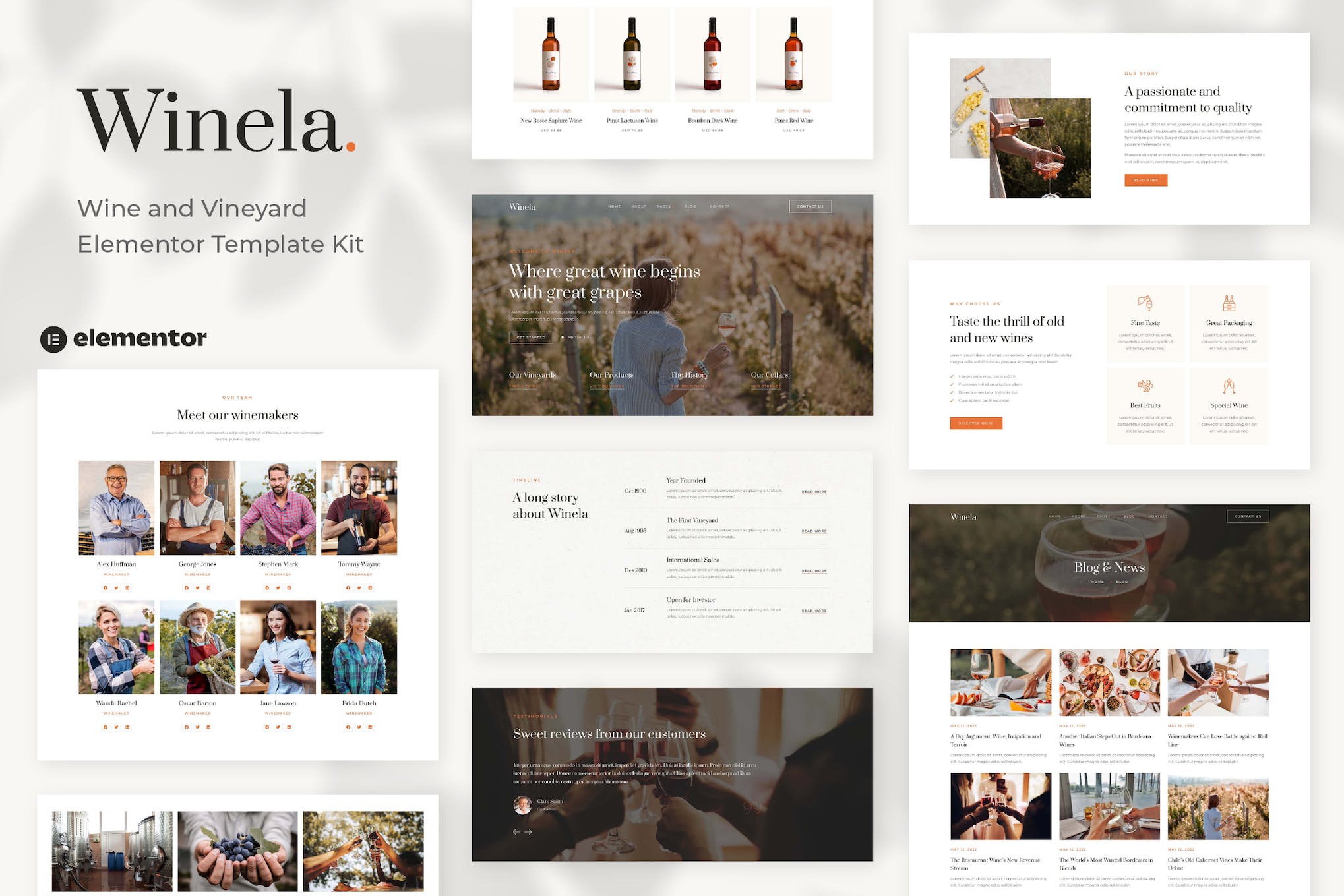 Winela – Wine and Vineyard Elementor Template Kit
