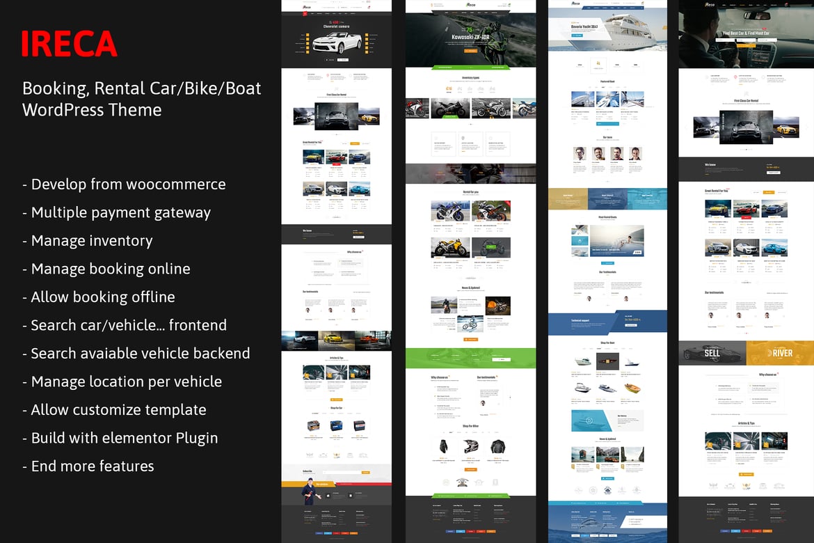 Car, Boat, Bike Booking Rental Theme – Ireca 1.9.0