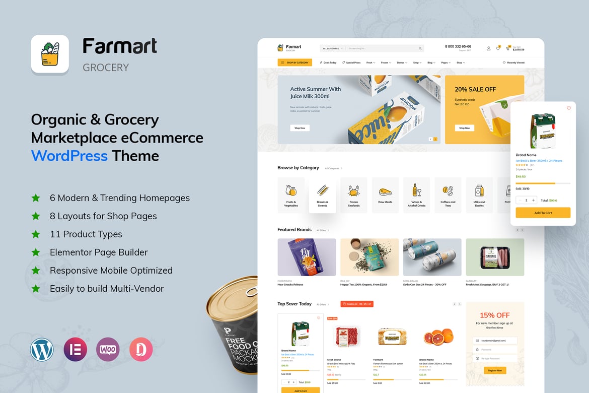 Farmart – Organic & Grocery Marketplace Theme 1.3.7