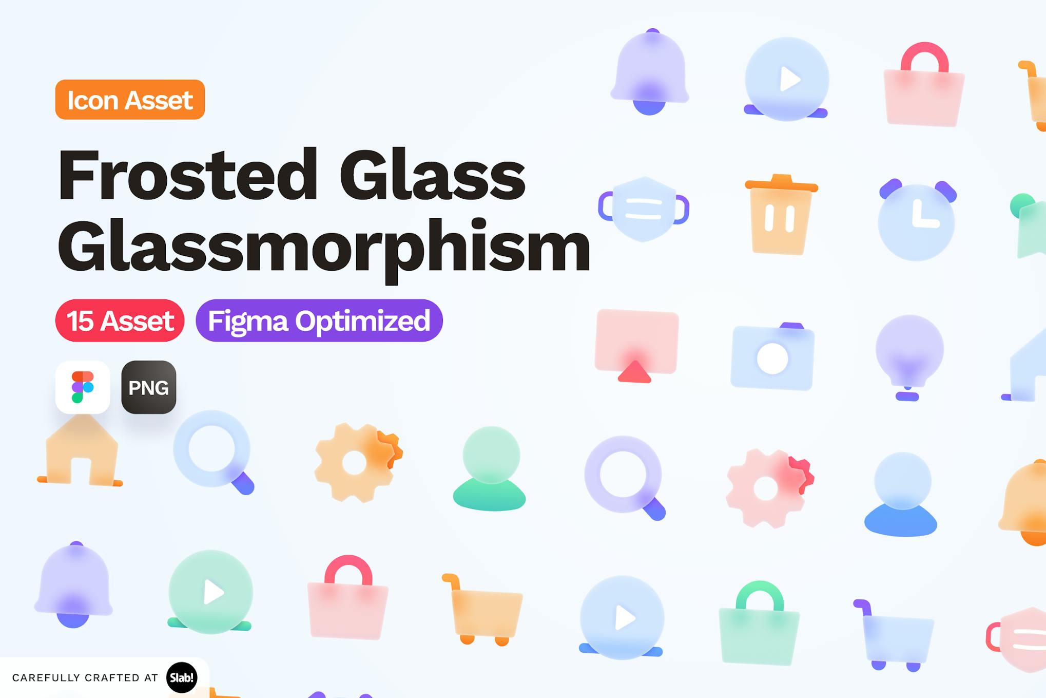 15 Set Frosted Glass Glassmorphism UI – Icon Asset