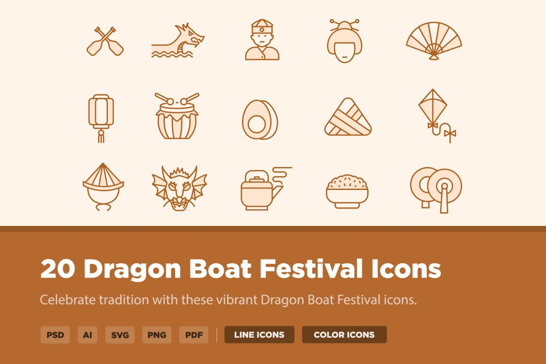 20 Dragon Boat Festival Icons