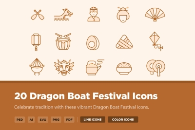 20 Dragon Boat Festival Icons