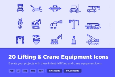 20 Lifting & Crane Equipment Icons