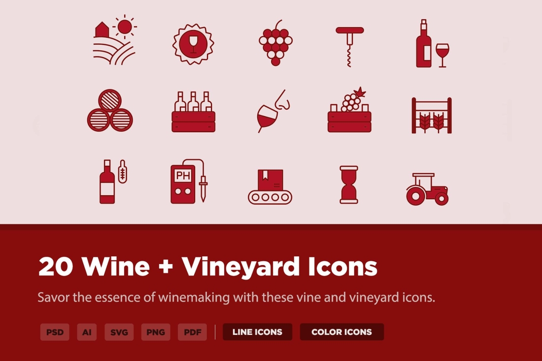 20 Wine & Vineyard Icons