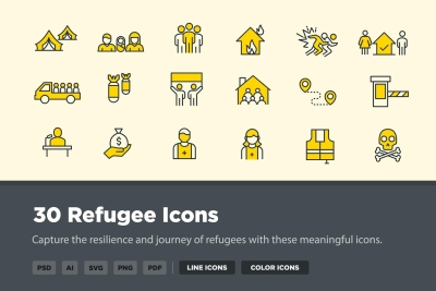 30 Refugee Icons