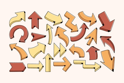 3D Doodle Arrow Illustrations