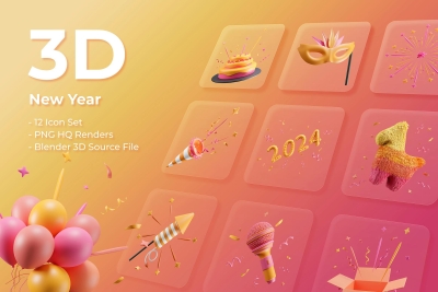 3D New Year Icon