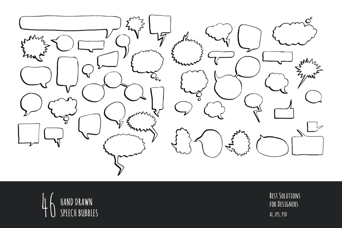 46 Hand Drawn Speech Bubbles