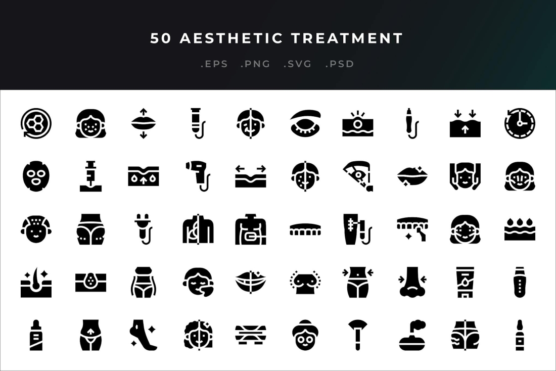 50 Aesthetic Treatment Icons