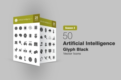 50 Artificial Intelligence Glyph Icons