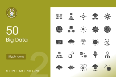 50 Big Data Glyph Icons