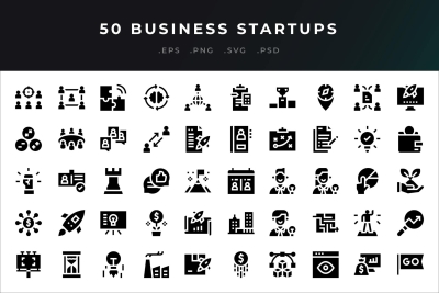 50 Business Startups Icons