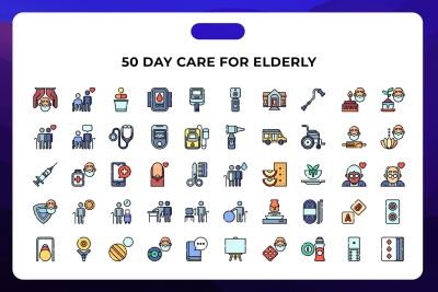 50 Day Care for Elderly Icons