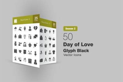 50 Day of Love Glyph Icons