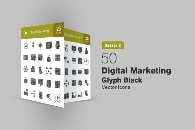 50 Digital Marketing Glyph Icons