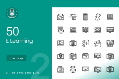 **50 E Learning Line Icons**