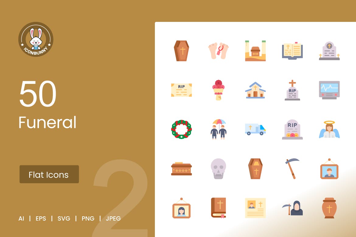 50 Funeral Line Icons