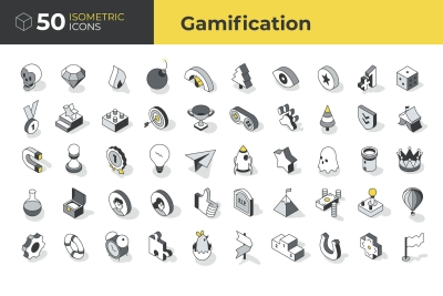 50 Gamification Isometric Icons