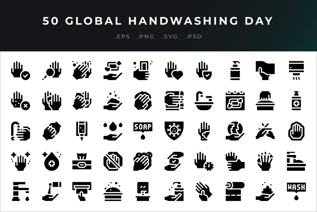 50 Global Handwashing Day Icons