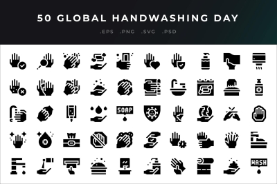 50 Global Handwashing Day Icons