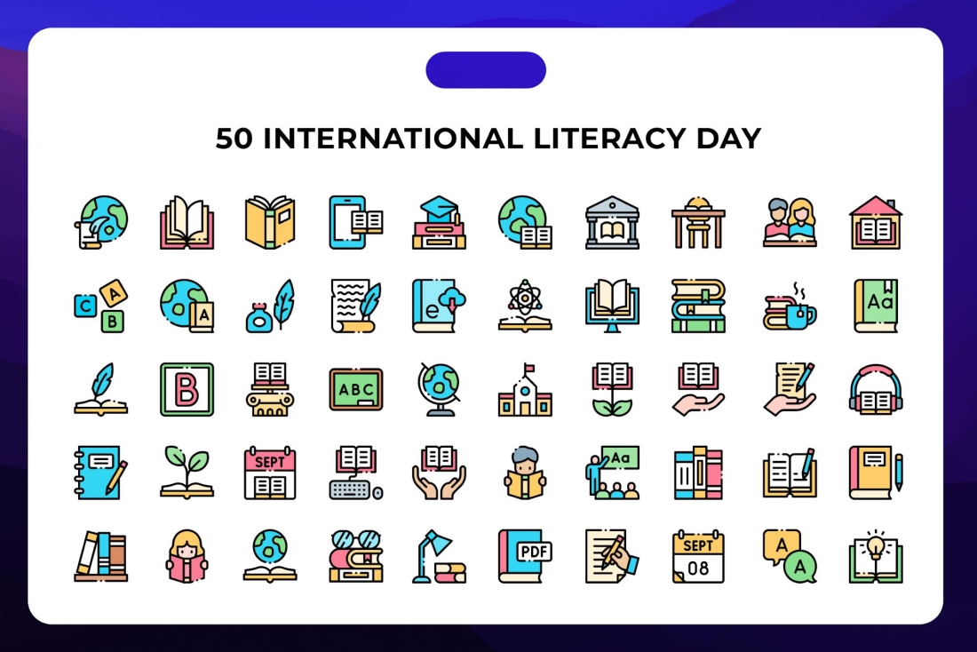 50 International Literacy Day Icons