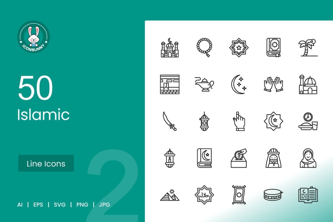50 Islamic Line Icons
