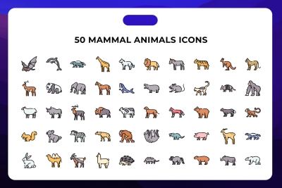 50 Mammal Animals Icons