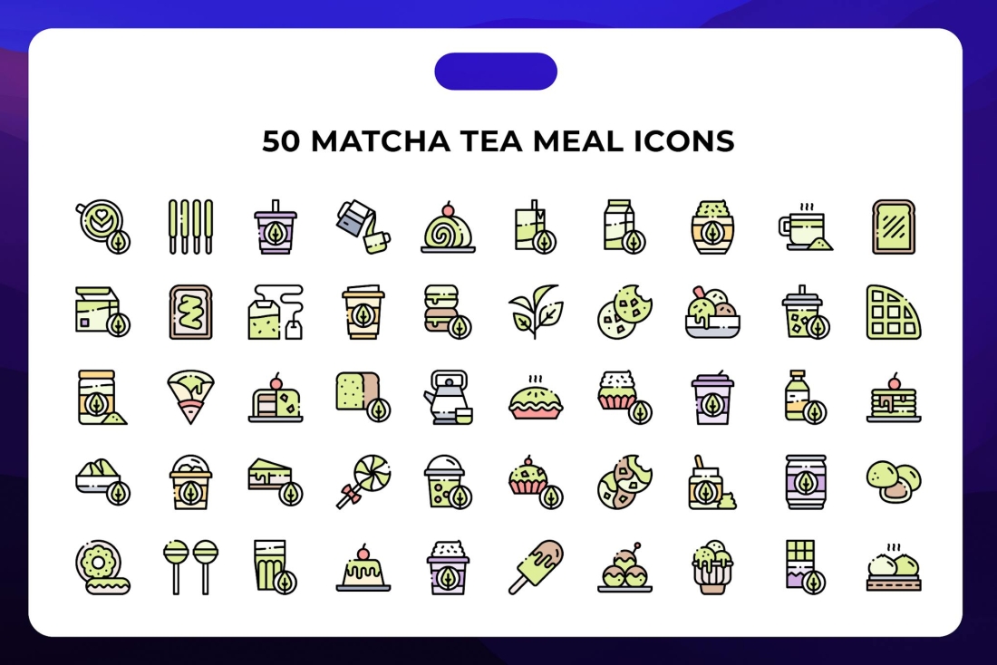 50 Matcha Tea Meal Icons