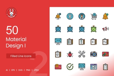 50 Material Design Filled Line Icons