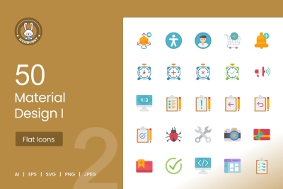 50 Material Design Flat Multicolor Icons