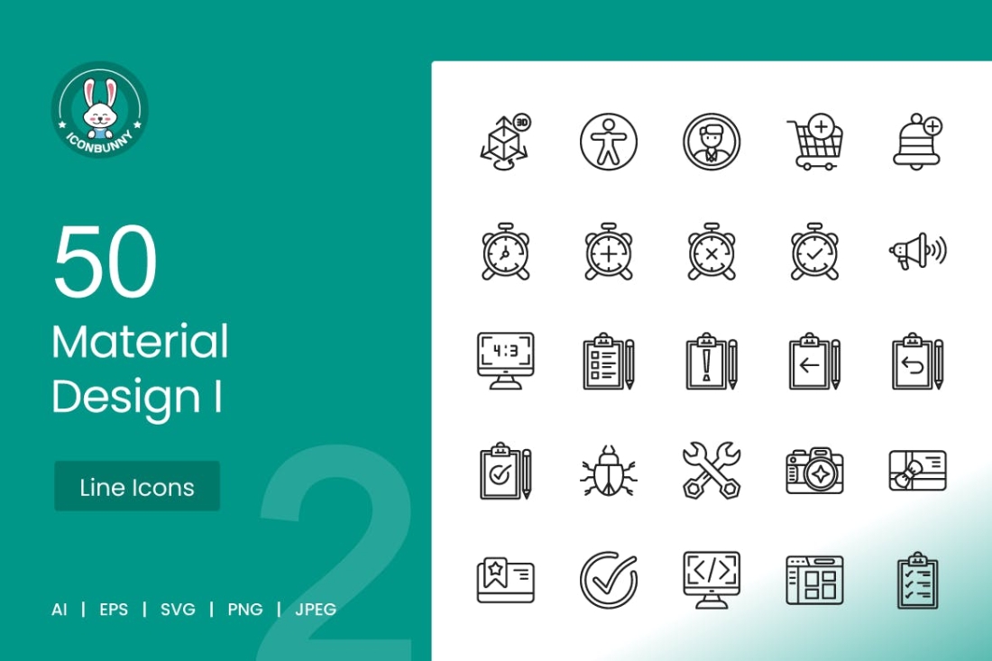 50 Material Design Line Icons