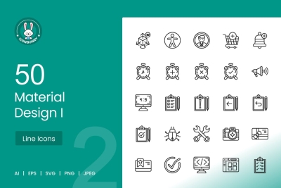 50 Material Design Line Icons