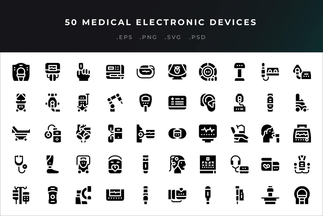 50 Medical Electronic Devices Icons