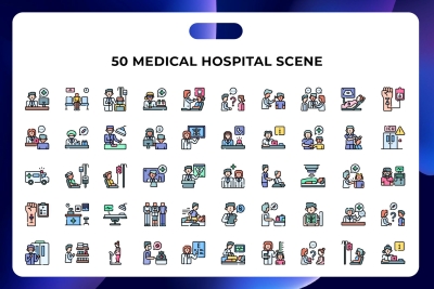 50 Medical Hospital Scene Icons