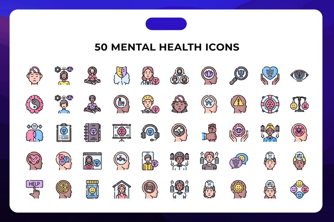 50 Mental Health Icons